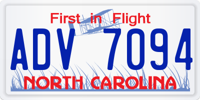 NC license plate ADV7094