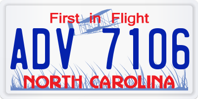 NC license plate ADV7106