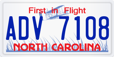 NC license plate ADV7108