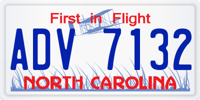 NC license plate ADV7132