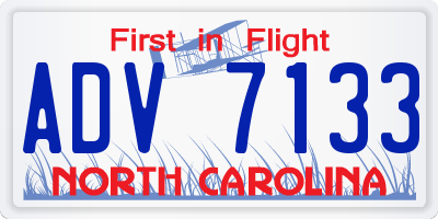 NC license plate ADV7133