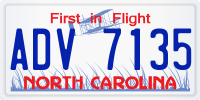NC license plate ADV7135