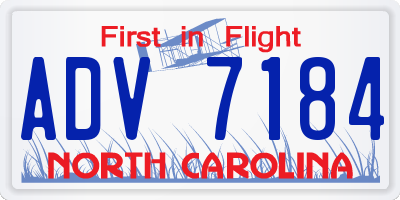 NC license plate ADV7184