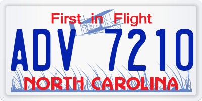 NC license plate ADV7210