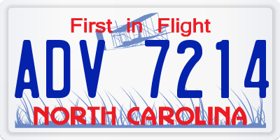 NC license plate ADV7214