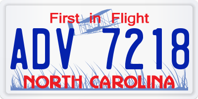 NC license plate ADV7218