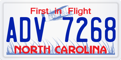 NC license plate ADV7268