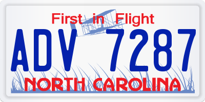 NC license plate ADV7287