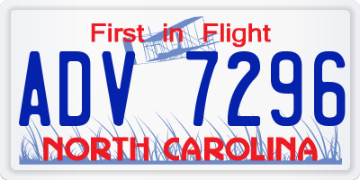 NC license plate ADV7296