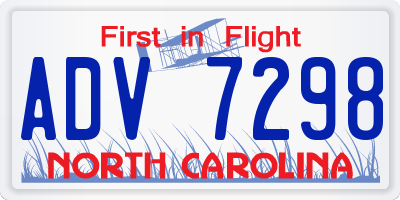 NC license plate ADV7298