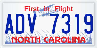 NC license plate ADV7319