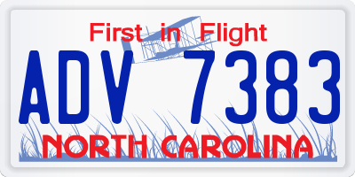 NC license plate ADV7383