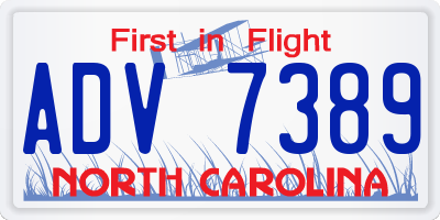 NC license plate ADV7389