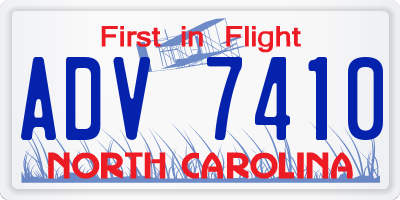 NC license plate ADV7410