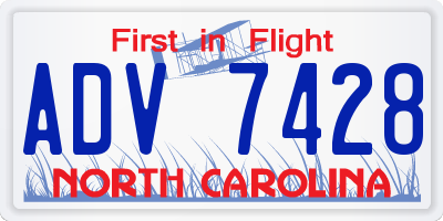 NC license plate ADV7428