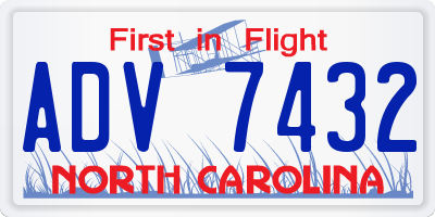 NC license plate ADV7432