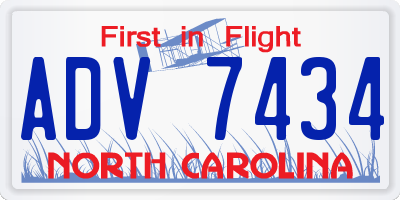 NC license plate ADV7434