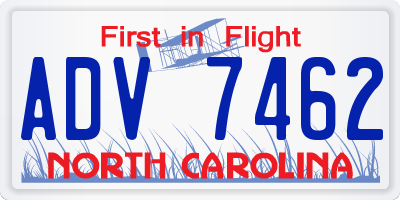 NC license plate ADV7462
