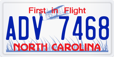 NC license plate ADV7468