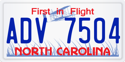 NC license plate ADV7504