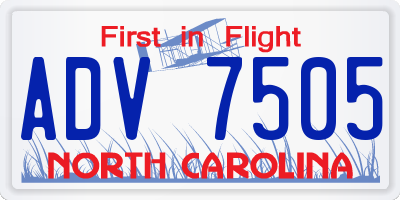NC license plate ADV7505