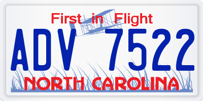 NC license plate ADV7522