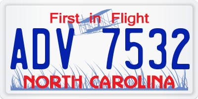 NC license plate ADV7532