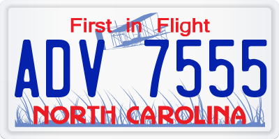 NC license plate ADV7555