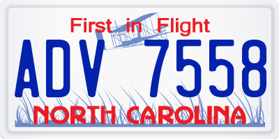 NC license plate ADV7558