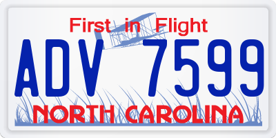 NC license plate ADV7599