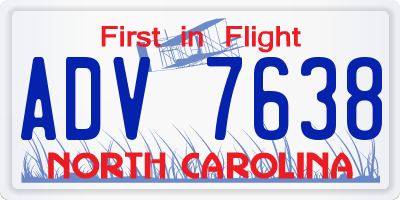 NC license plate ADV7638