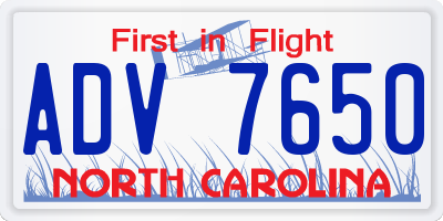 NC license plate ADV7650