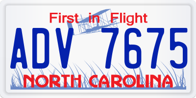 NC license plate ADV7675
