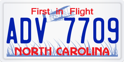 NC license plate ADV7709