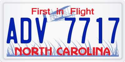 NC license plate ADV7717