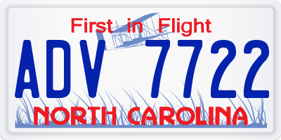 NC license plate ADV7722