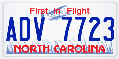 NC license plate ADV7723