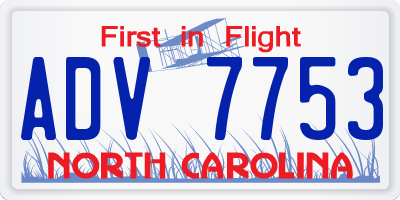 NC license plate ADV7753