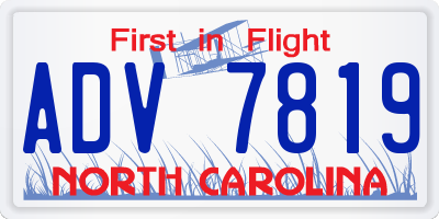 NC license plate ADV7819