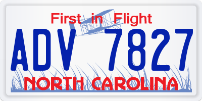 NC license plate ADV7827