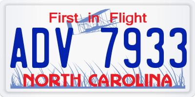 NC license plate ADV7933