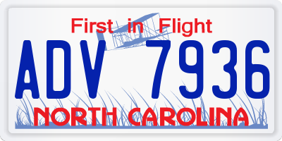 NC license plate ADV7936