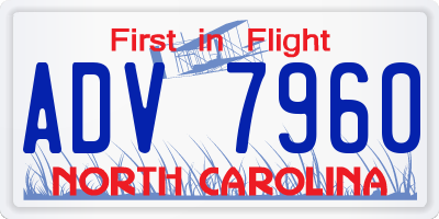 NC license plate ADV7960