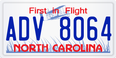 NC license plate ADV8064
