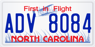 NC license plate ADV8084
