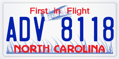 NC license plate ADV8118