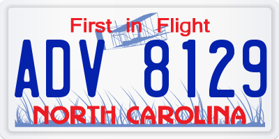 NC license plate ADV8129