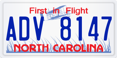 NC license plate ADV8147