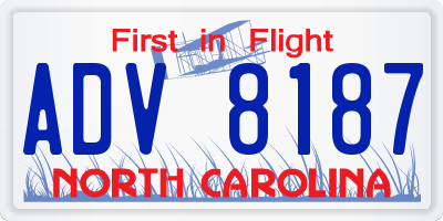 NC license plate ADV8187