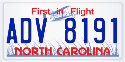 NC license plate ADV8191